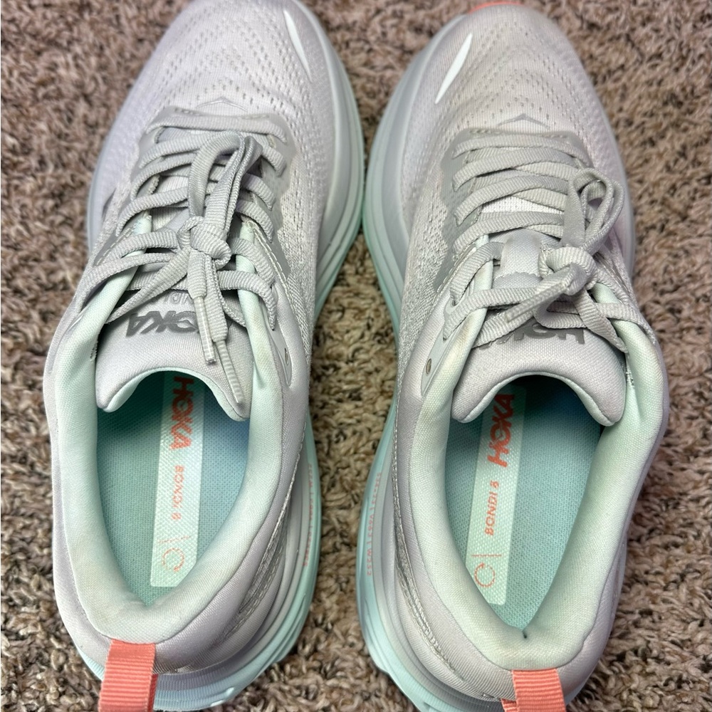 Hoka Bondi 8 Athletic Running Shoes Womens 8.5 B Aqua Gray Lightweight Walking - Picture 8 of 10